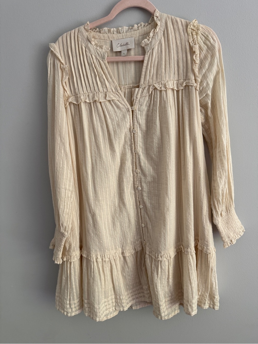 Cleobella Cream Gauze Button-Front Tunic Dress